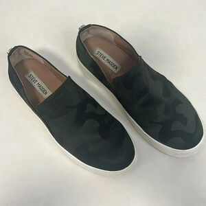 Steve Madden Zayna Green Camouflage Platform slip-on Sneakers Shoes size 8